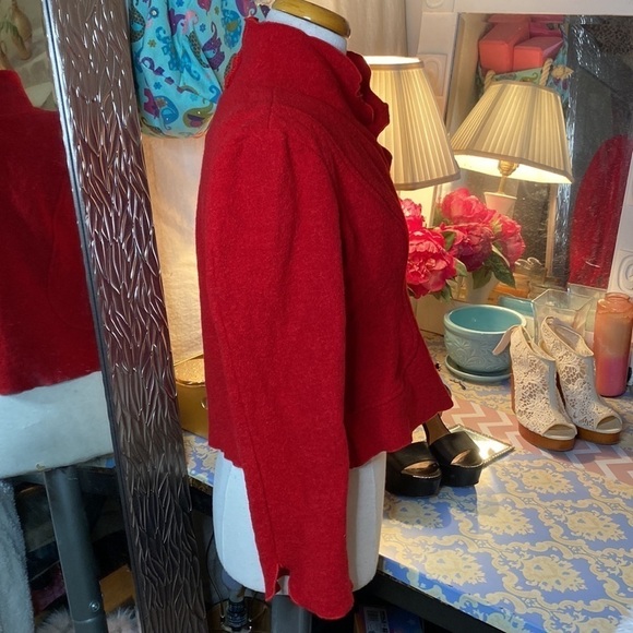 🌷Ou Empereur Ou Rien🌷 Wool  Cashmere Blend Red Scalloped Jacket - Picture 9 of 12
